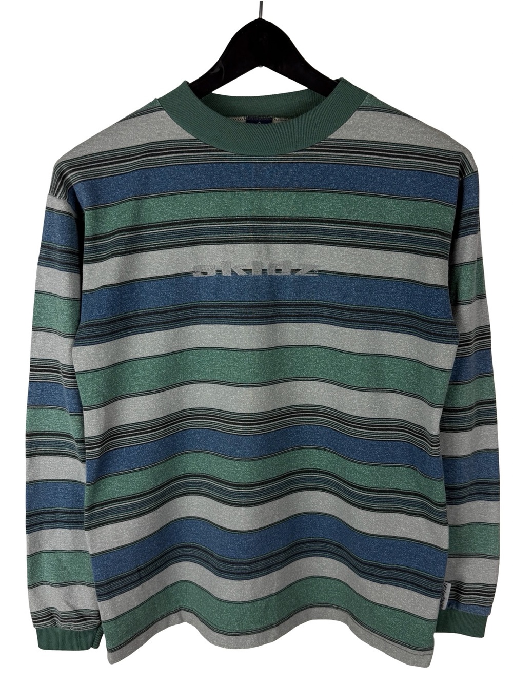 Vintage 90s Skidz Skateboard Long Sleeve Striped Skate Shirt Size S